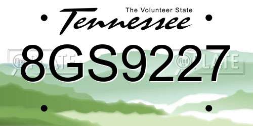8GS9227 Tennessee License Plate