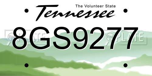 8GS9277 Tennessee License Plate
