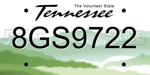 8GS9722 Tennessee License Plate