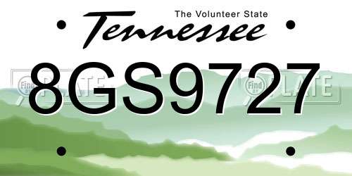 8GS9727 Tennessee License Plate