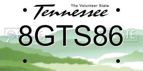 8GTS86 Tennessee License Plate