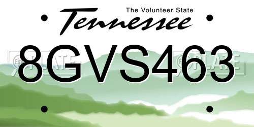 8GVS463 Tennessee License Plate