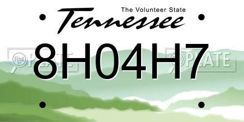 8H04H7 Tennessee License Plate