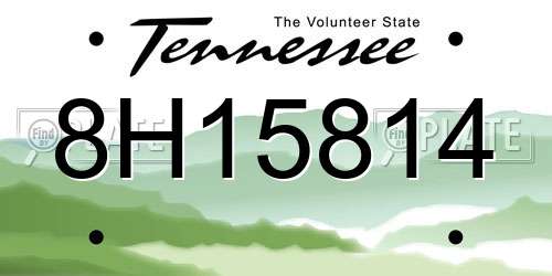 8H15814 Tennessee License Plate