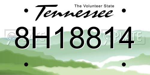8H18814 Tennessee License Plate