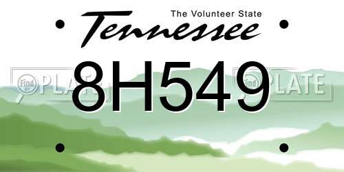8H549 Tennessee License Plate
