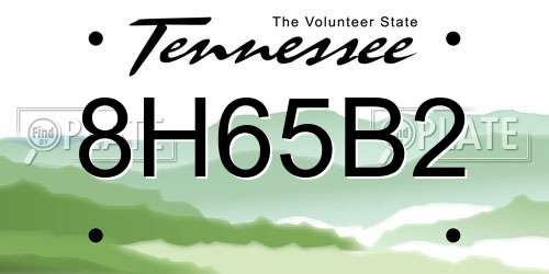 8H65B2 Tennessee License Plate