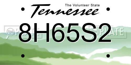 8H65S2 Tennessee License Plate