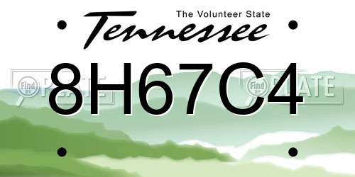 8H67C4 Tennessee License Plate