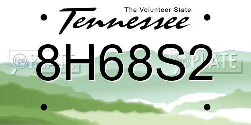 8H68S2 Tennessee License Plate