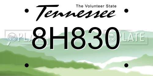 8H830 Tennessee License Plate