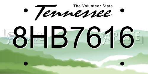 8HB7616 Tennessee License Plate