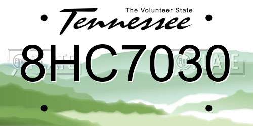 8HC7030 Tennessee License Plate