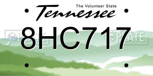8HC717 Tennessee License Plate