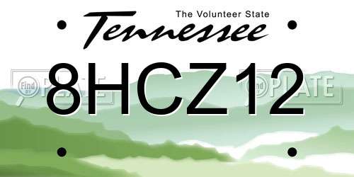 8HCZ12 Tennessee License Plate