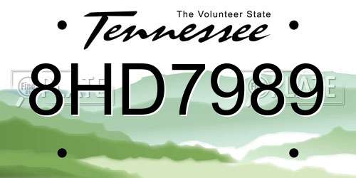 8HD7989 Tennessee License Plate