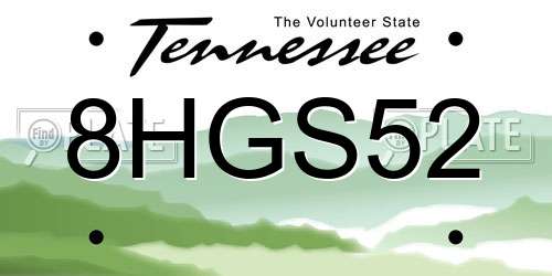 8HGS52 Tennessee License Plate
