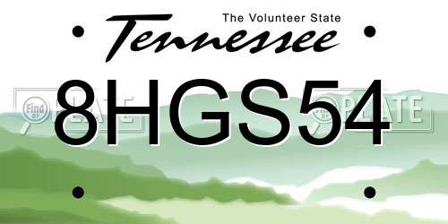 8HGS54 Tennessee License Plate