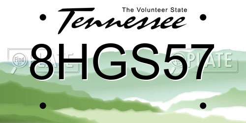 8HGS57 Tennessee License Plate