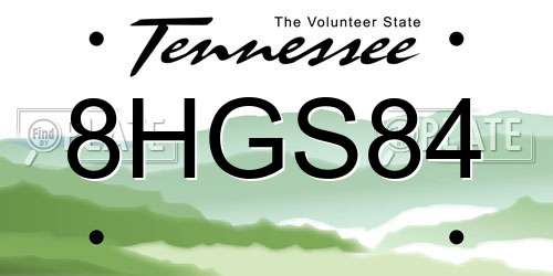 8HGS84 Tennessee License Plate