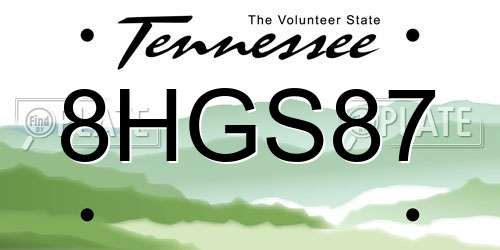 8HGS87 Tennessee License Plate