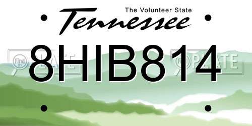 8HIB814 Tennessee License Plate