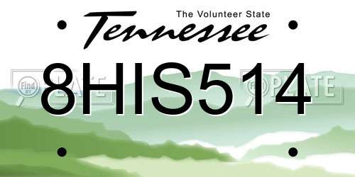 8HIS514 Tennessee License Plate
