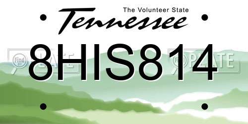 8HIS814 Tennessee License Plate