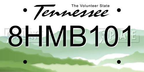 8HMB101 Tennessee License Plate
