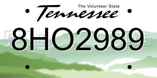 8HO2989 Tennessee License Plate