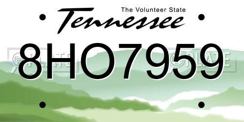 8HO7959 Tennessee License Plate