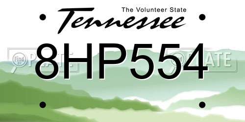 8HP554 Tennessee License Plate