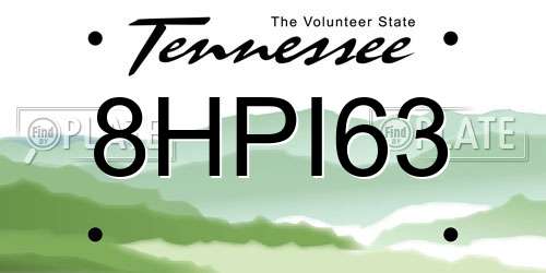 8HPI63 Tennessee License Plate