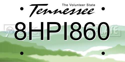 8HPI860 Tennessee License Plate