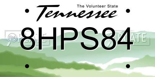 8HPS84 Tennessee License Plate