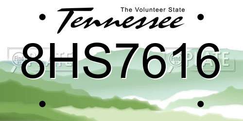 8HS7616 Tennessee License Plate