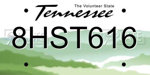 8HST616 Tennessee License Plate