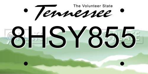 8HSY855 Tennessee License Plate