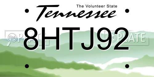 8HTJ92 Tennessee License Plate
