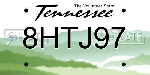 8HTJ97 Tennessee License Plate
