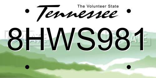 8HWS981 Tennessee License Plate
