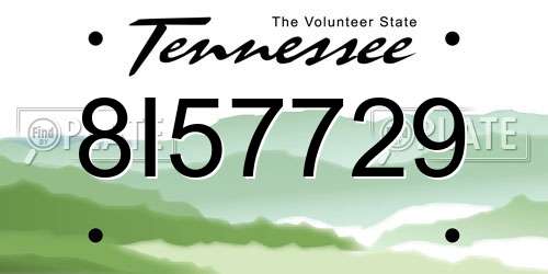 8I57729 Tennessee License Plate
