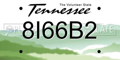 8I66B2 Tennessee License Plate