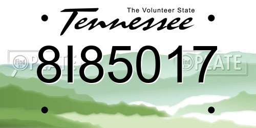 8I85017 Tennessee License Plate