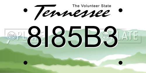 8I85B3 Tennessee License Plate