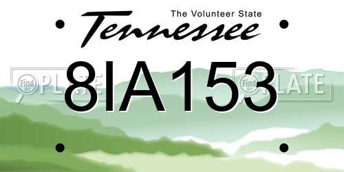 8IA153 Tennessee License Plate