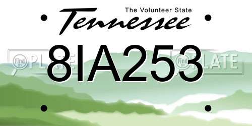 8IA253 Tennessee License Plate