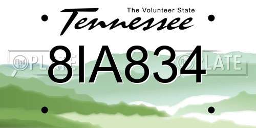 8IA834 Tennessee License Plate
