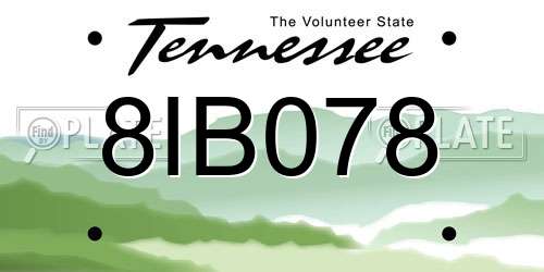 8IB078 Tennessee License Plate