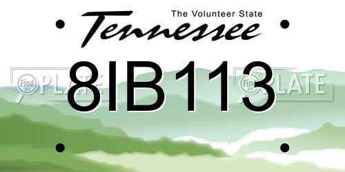 8IB113 Tennessee License Plate